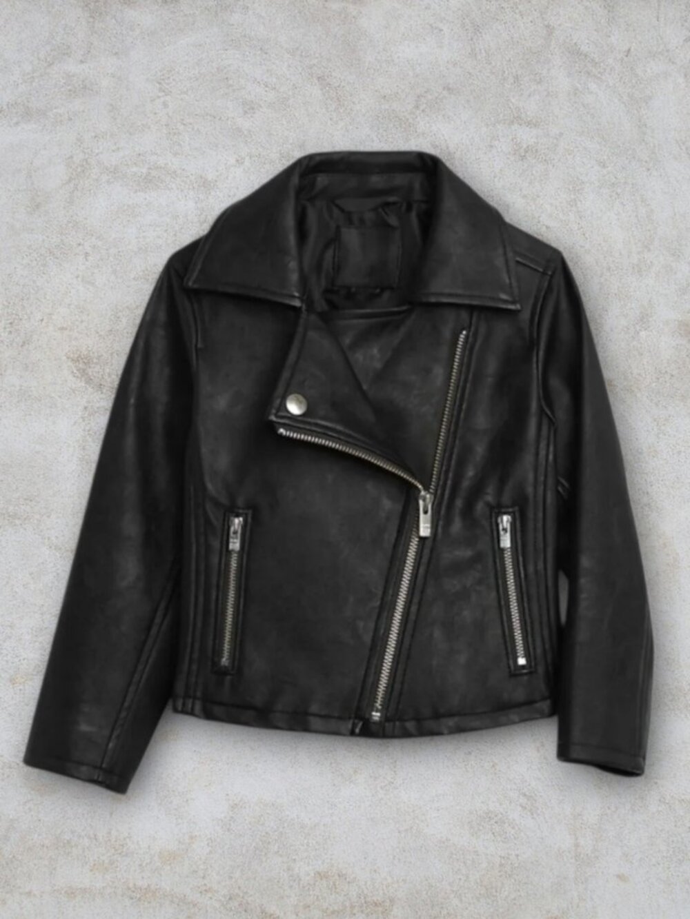 GAP Baby, Faux Leather Moto Jacket, Black, 3 years, Zip-Up 🖤🧥 Vegan, Rock Star